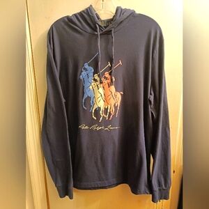 Polo Ralph Lauren Men's L Big Pony Hooded T-shirt Navy